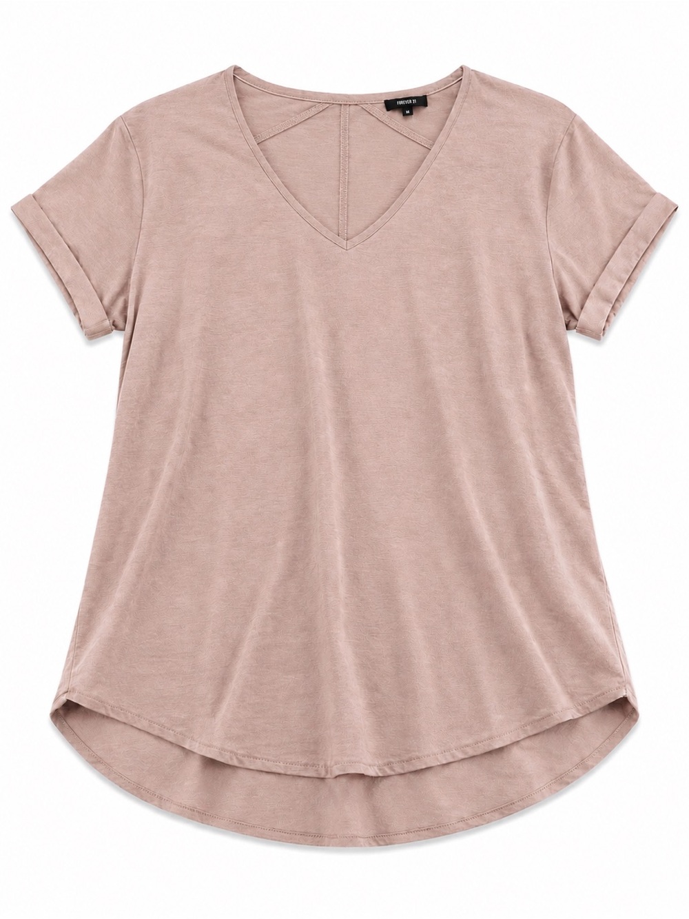 Forever 21 Mauve Taupe V-Neck Short Sleeve Tee